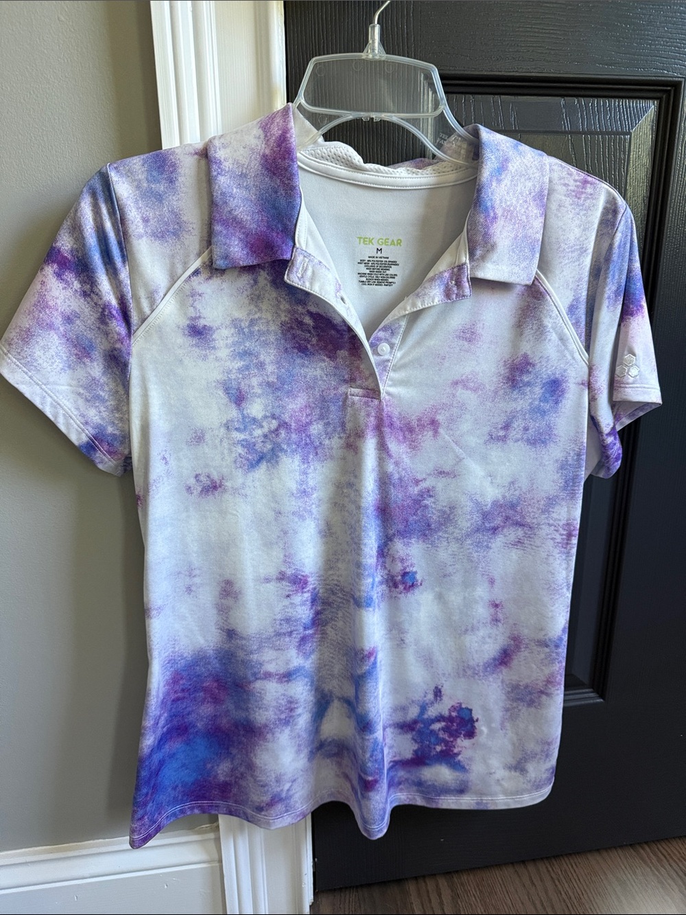 Tek Gear Women's Purple & White Tie-Dye Polo Shirt